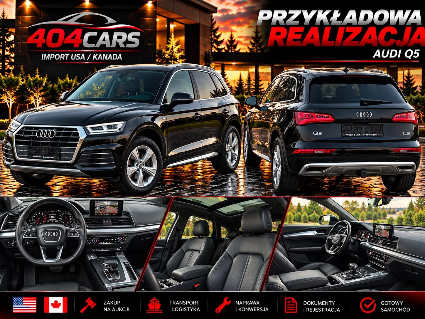 Czarne Audi Q5 — materiał realizacji 404 CARS
