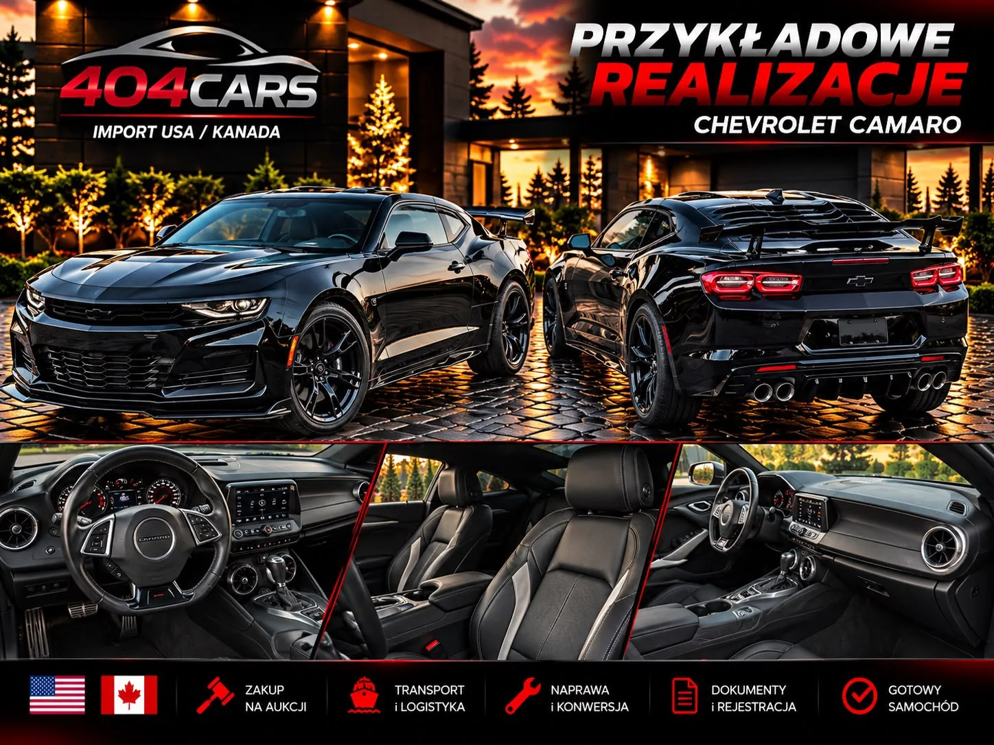 Czarne Chevrolet Camaro — materiał realizacji 404 CARS