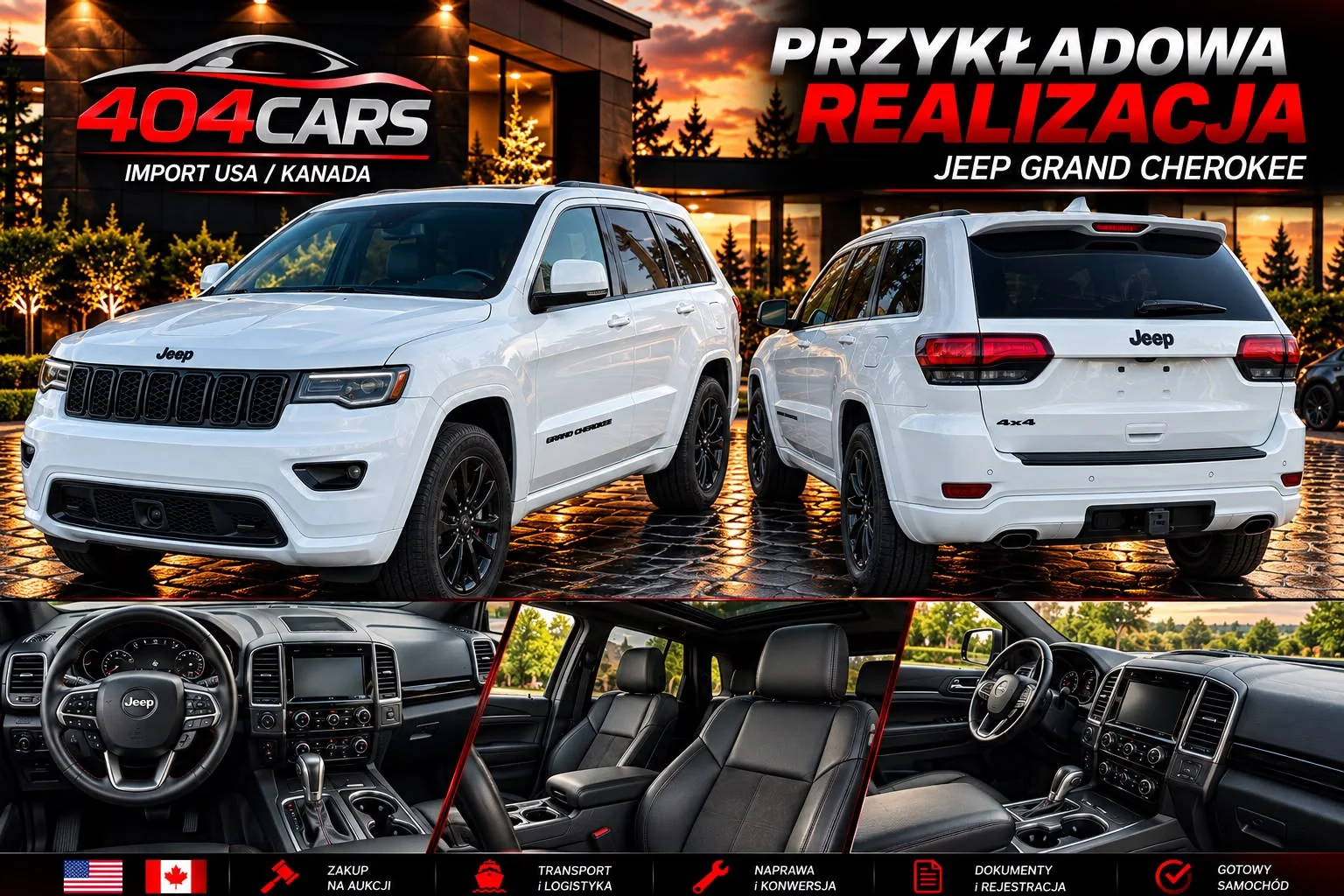 Biały Jeep Grand Cherokee — materiał realizacji 404 CARS