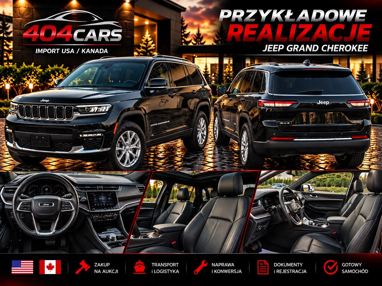 Czarny Jeep Grand Cherokee — materiał realizacji 404 CARS