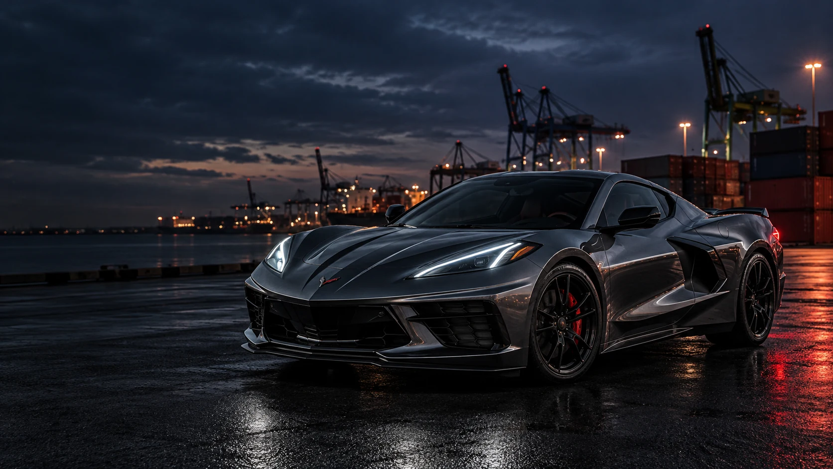 Corvette w porcie — wizualizacja marki 404 CARS
